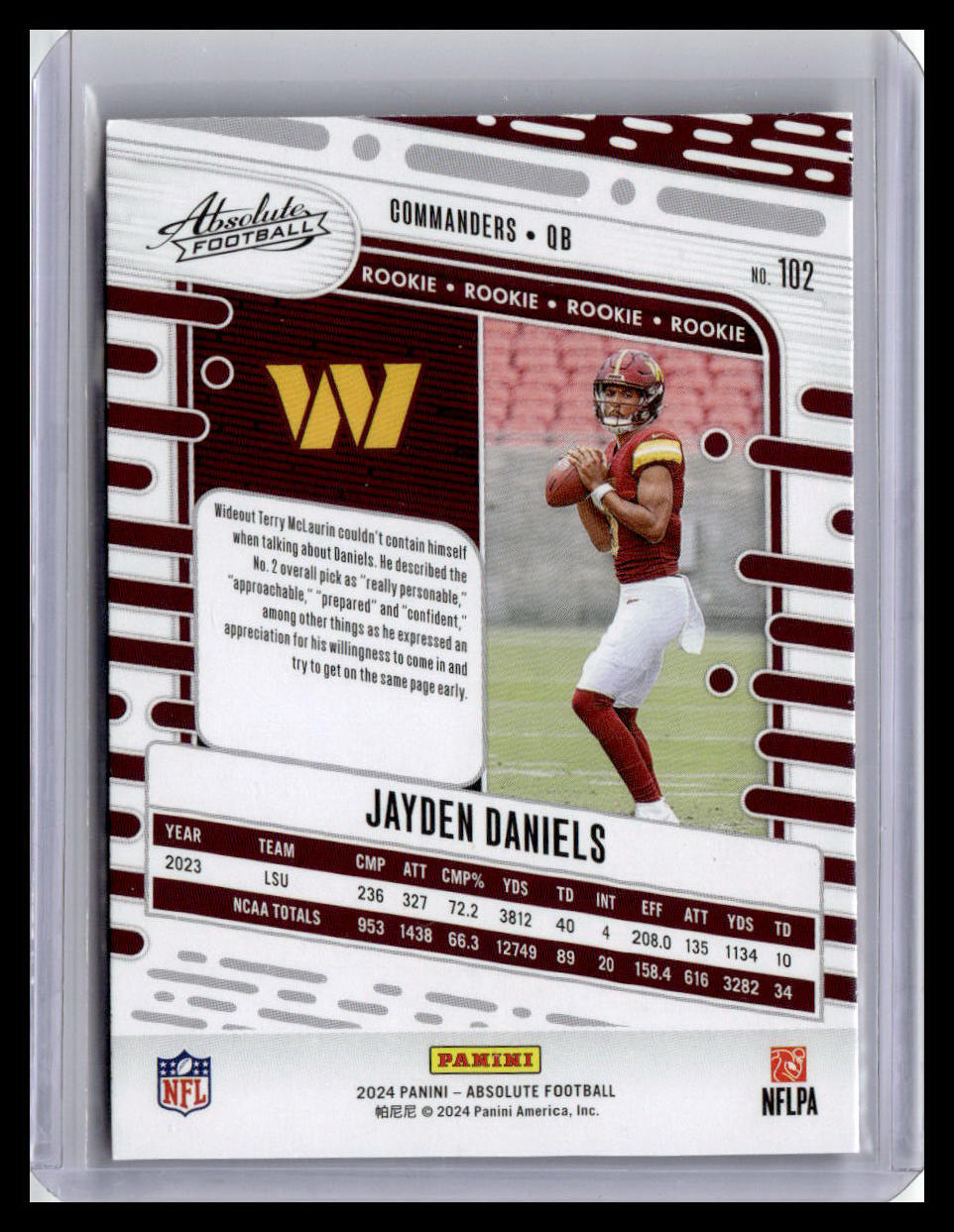 2024 Panini Absolute #102 Jayden Daniels Red and Blue