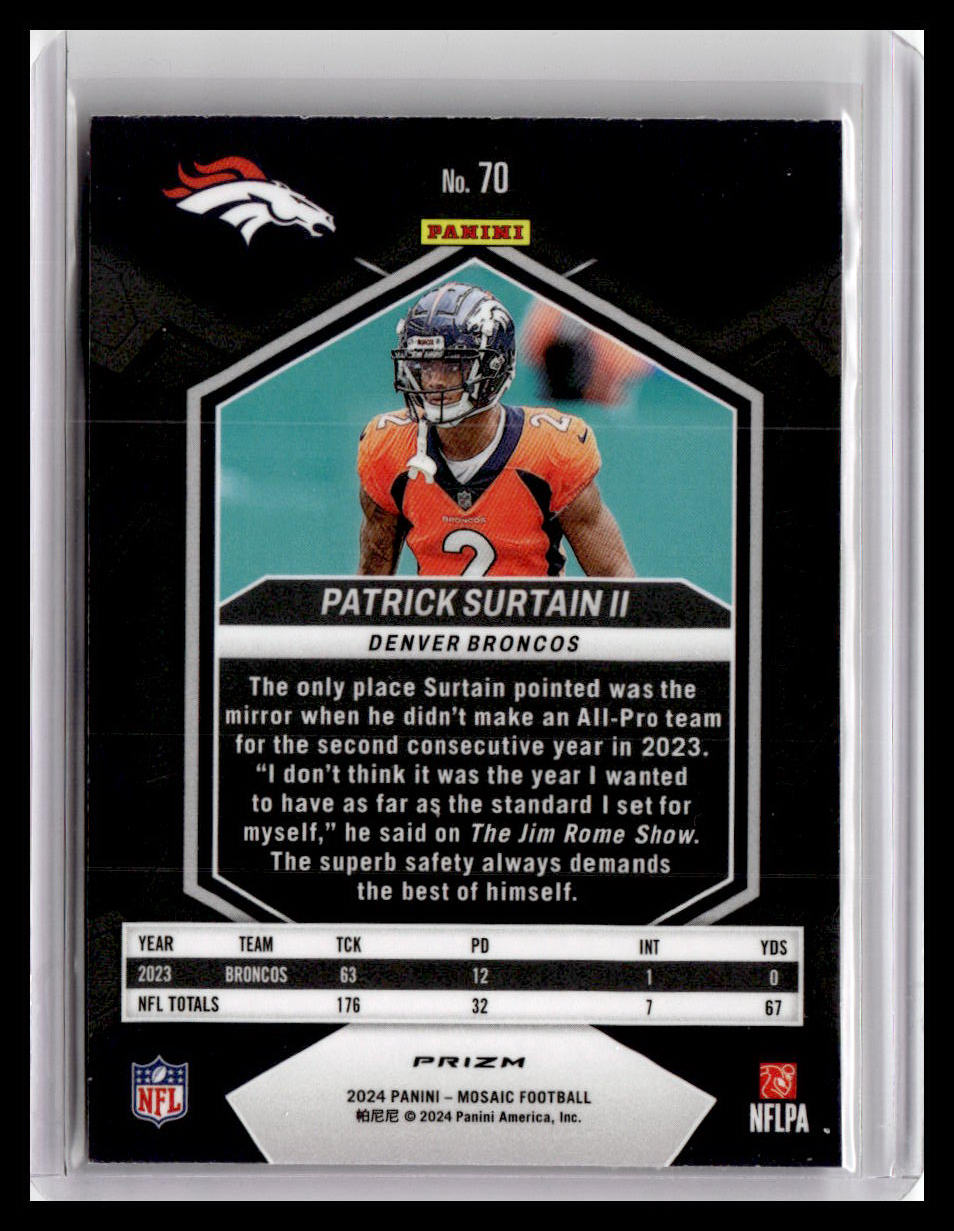 2024 Panini Mosaic #70 Patrick Surtain II Mosaic Camo Pink