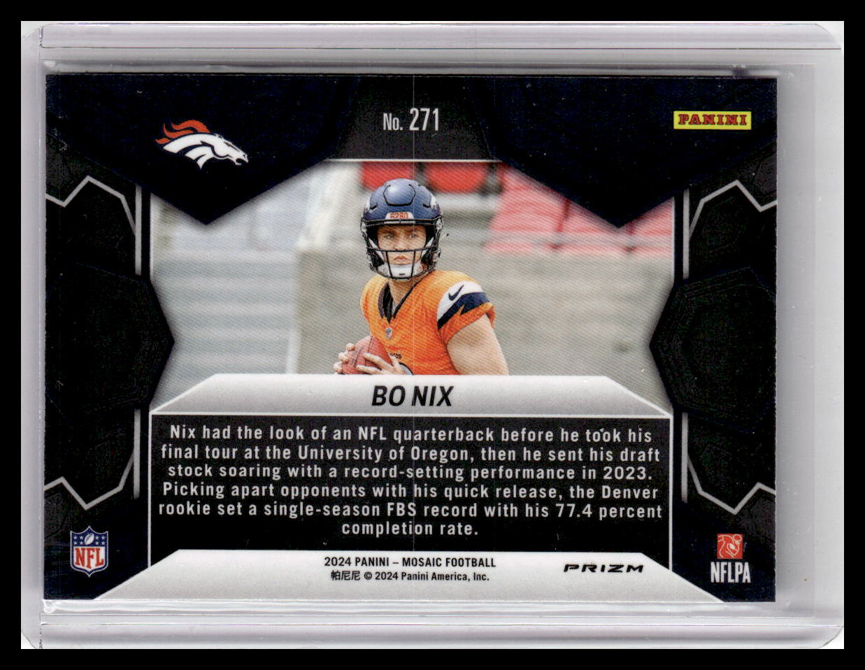 2024 Panini Mosaic #271 Bo Nix Mosaic Reactive Blue