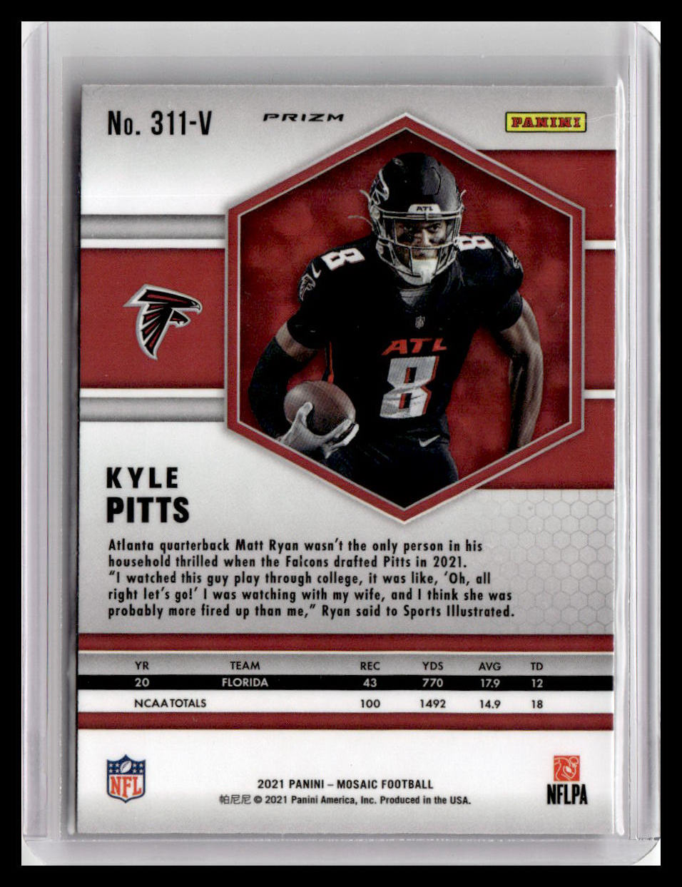 2021 Panini Mosaic #311-V Kyle Pitts Rookie Variations No Huddle