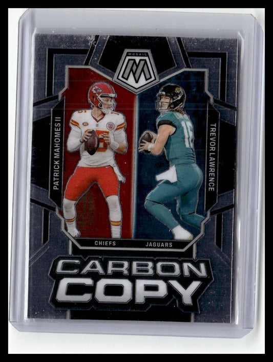 2024 Panini Mosaic #CC-1 Patrick Mahomes II / Trevor Lawrence Carbon Copy