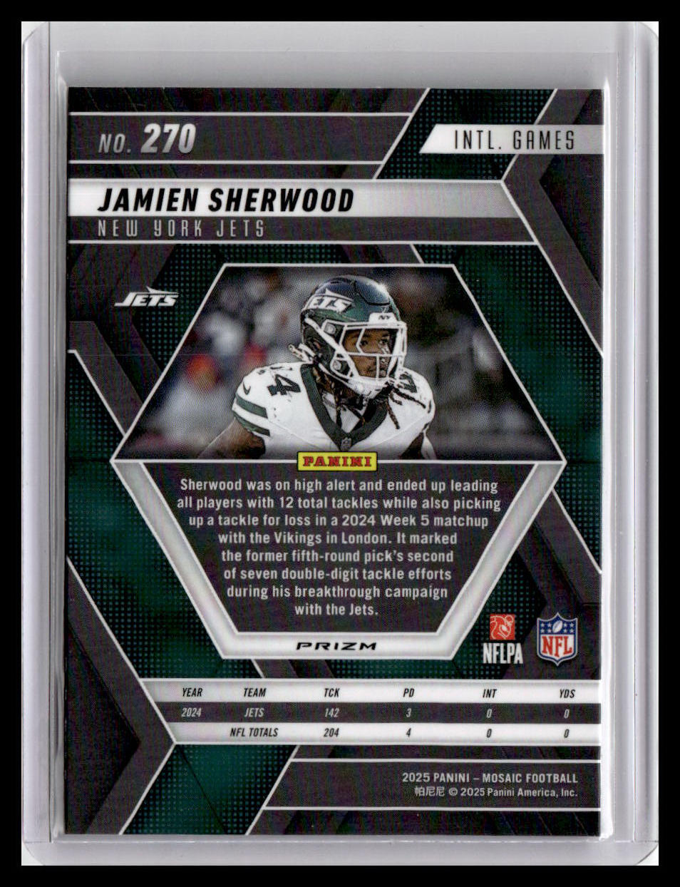 2025 Panini Mosaic #270 Jamien Sherwood Mosaic Green England Games