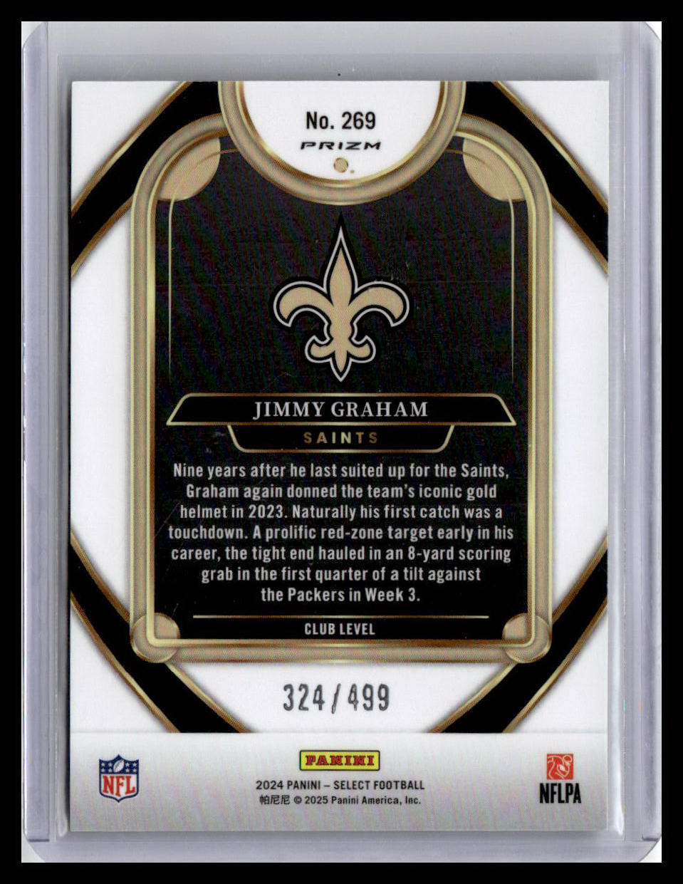 2024 Panini Select #269 Jimmy Graham Neon Green Prizm Shock #/499