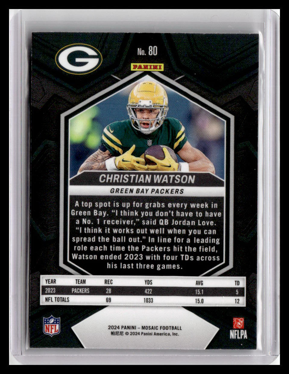 2024 Panini Mosaic #80 Christian Watson