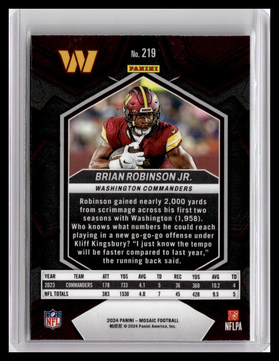 2024 Panini Mosaic #219 Brian Robinson Jr.
