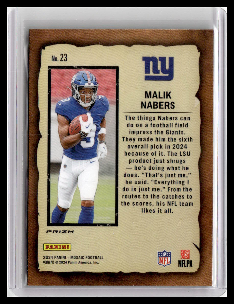 2024 Panini Mosaic #23 Malik Nabers Notoriety Mosaic Green