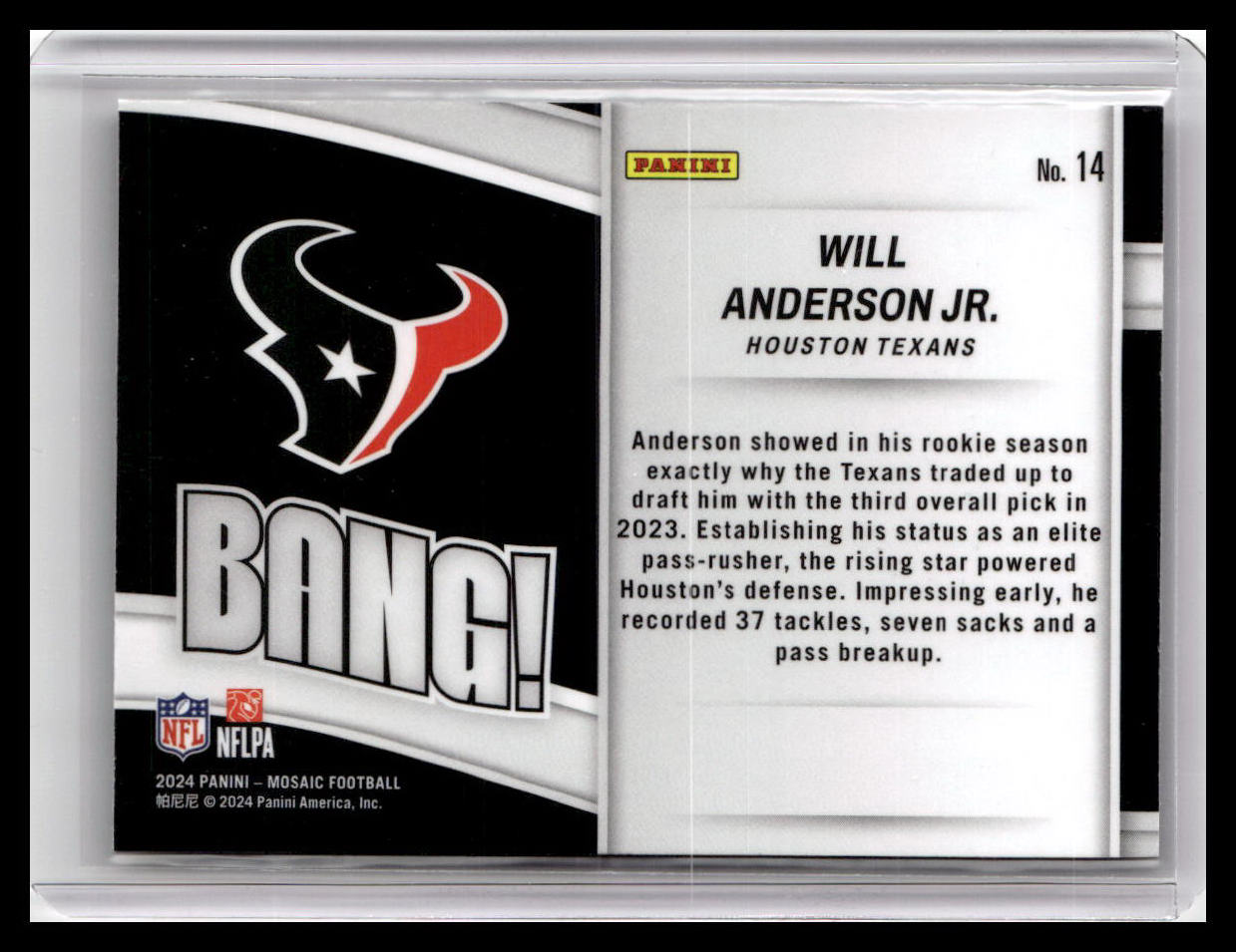 2024 Panini Mosaic #14 Will Anderson Jr. Bang!
