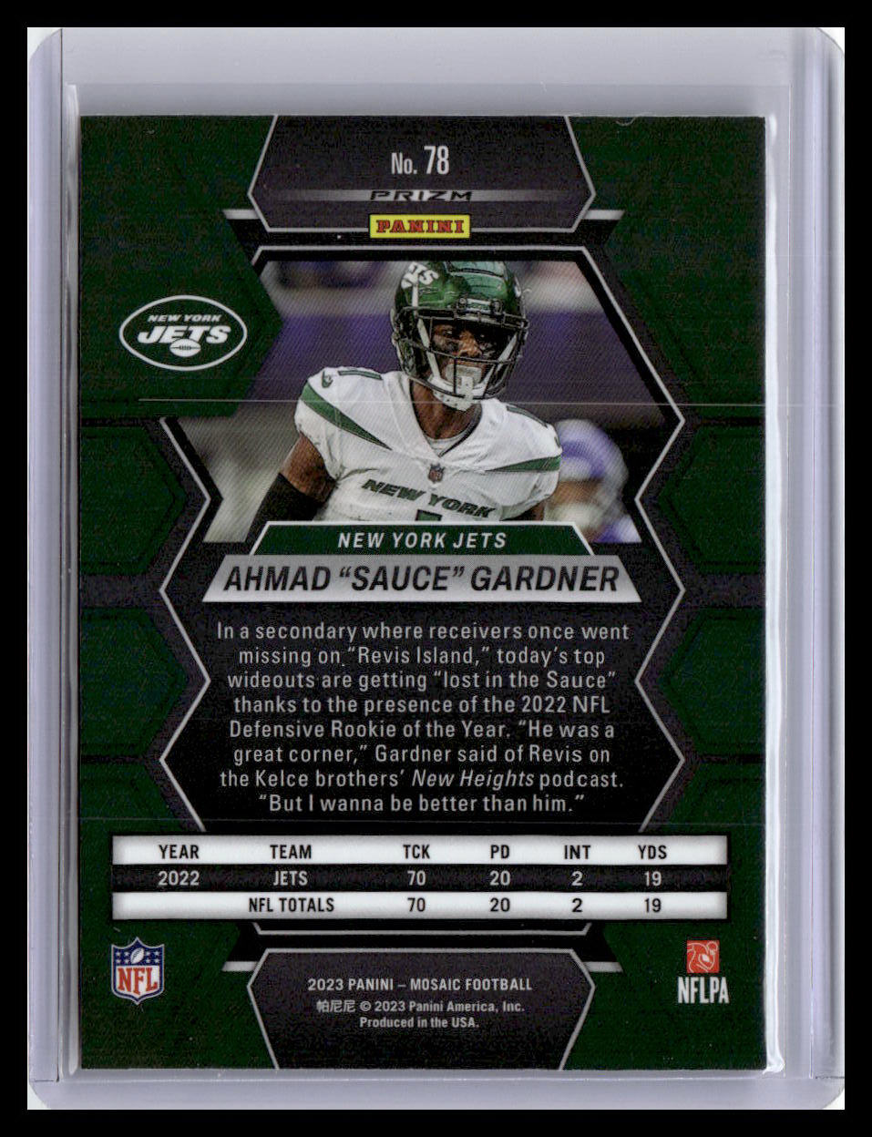 2023 Panini Mosaic #78 Ahmad "Sauce" Gardner Camo Pink Mosaic