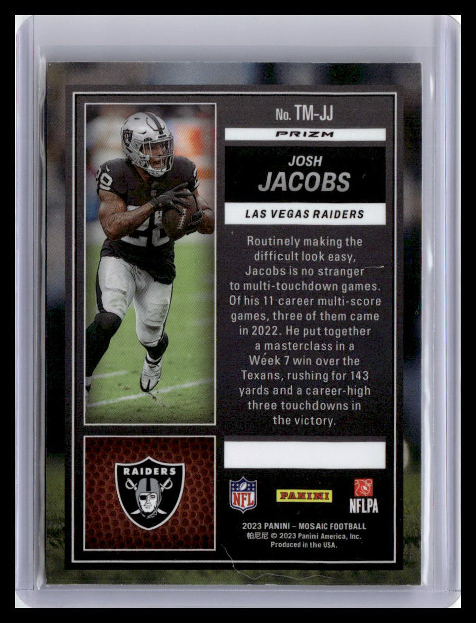 2023 Panini Mosaic #TM-JJ Josh Jacobs Touchdown Masters Mosaic