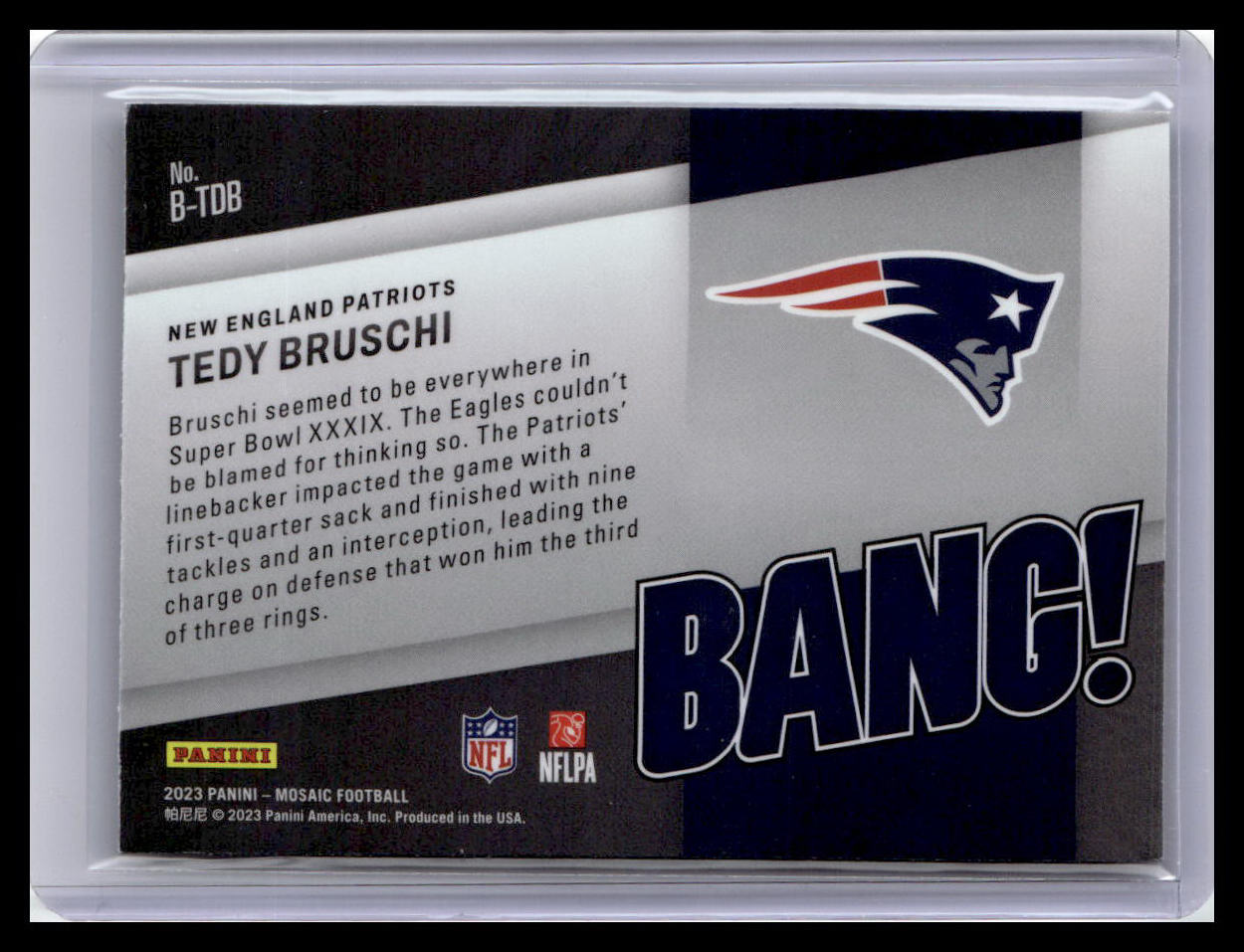 2023 Panini Mosaic #B-TDB Tedy Bruschi Bang!