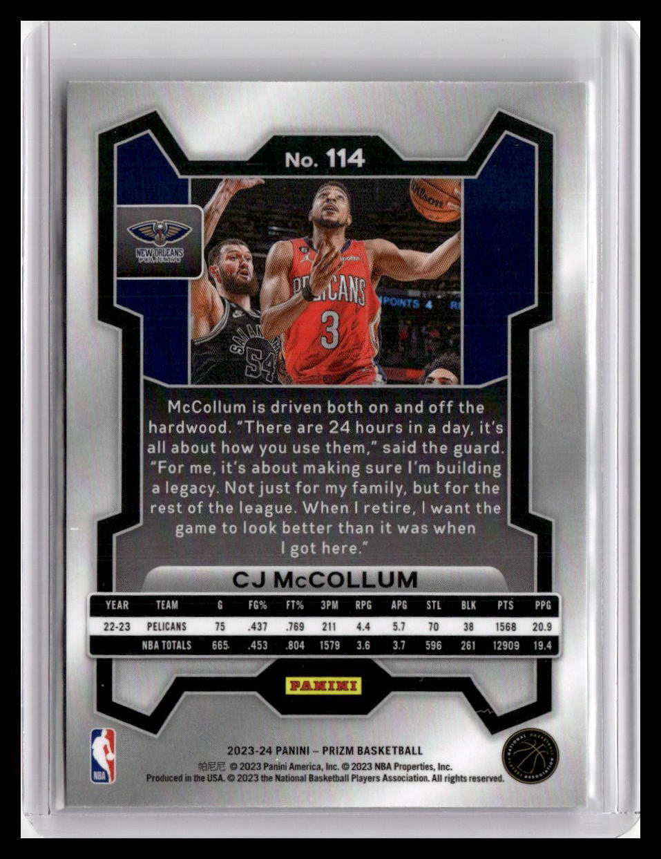 2023-24 Panini Prizm #114 CJ McCollum