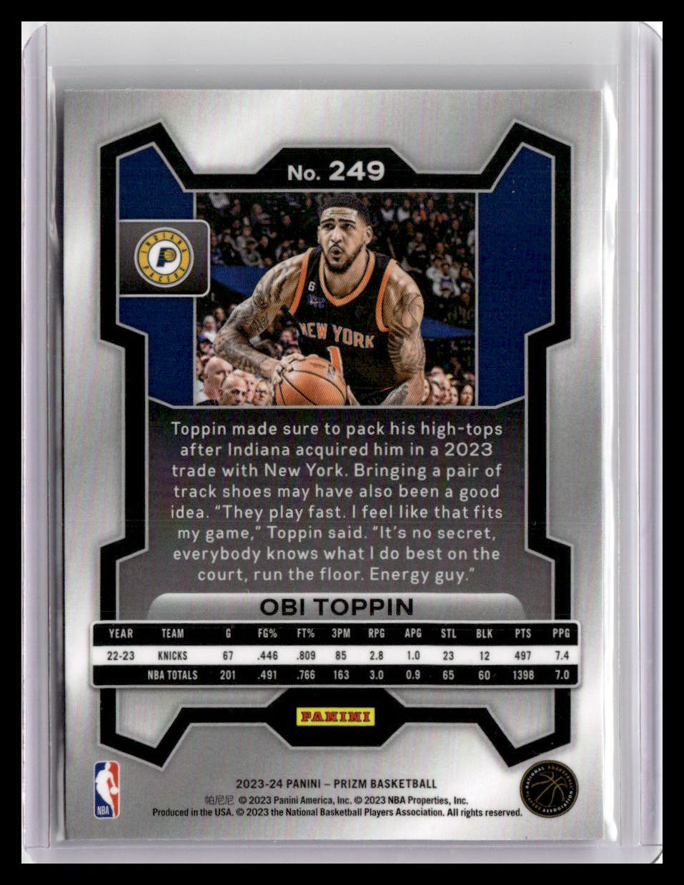 2023-24 Panini Prizm #249 Obi Toppin