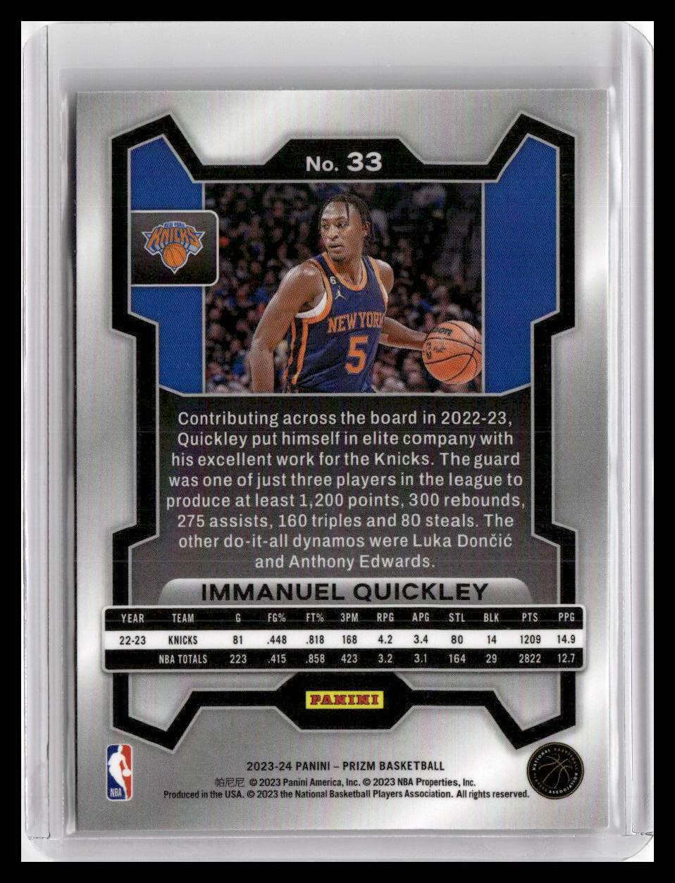 2023-24 Panini Prizm #33 Immanuel Quickley