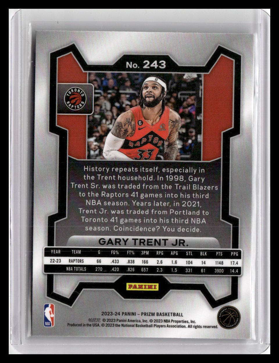2023-24 Panini Prizm #243 Gary Trent Jr.