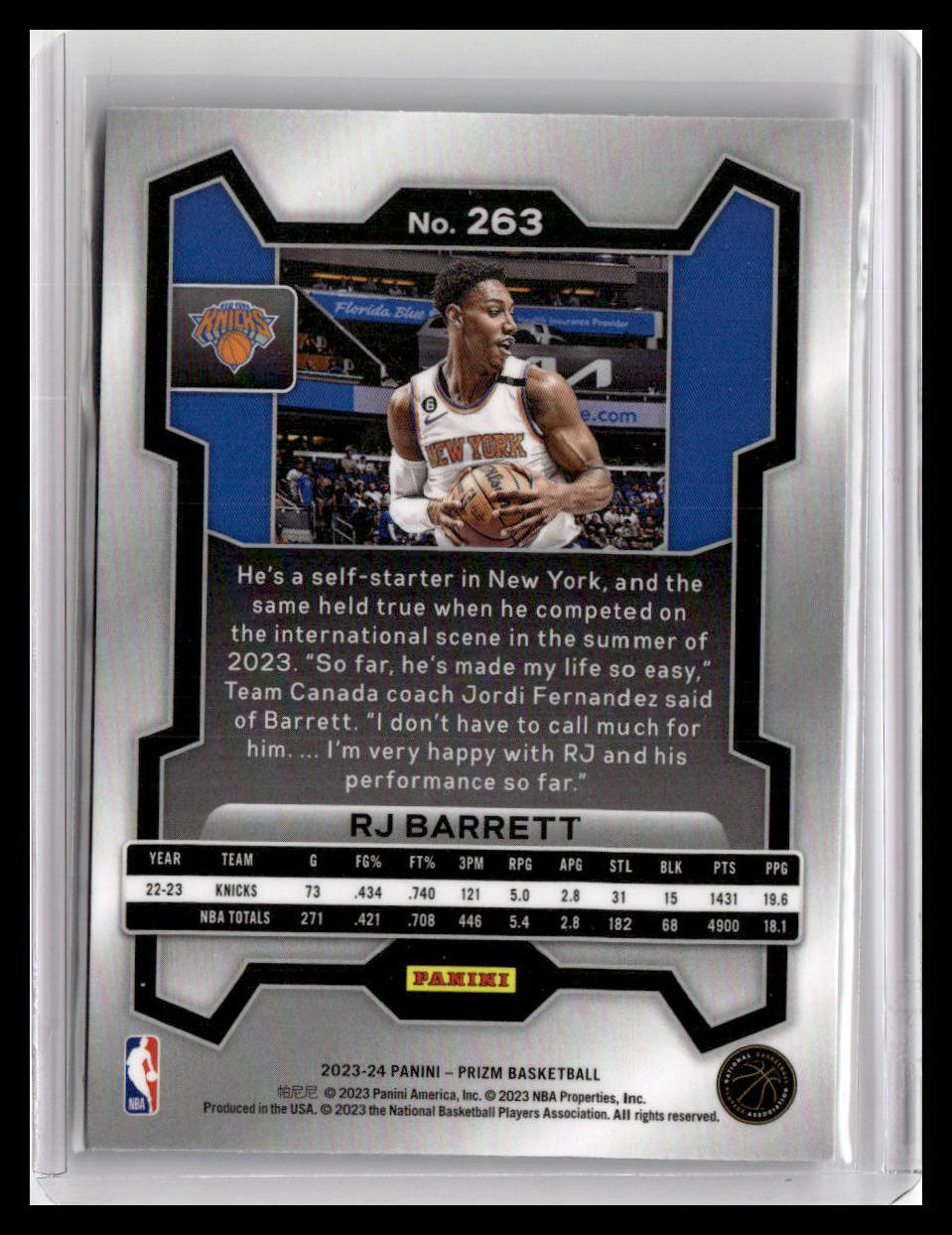 2023-24 Panini Prizm #263 RJ Barrett