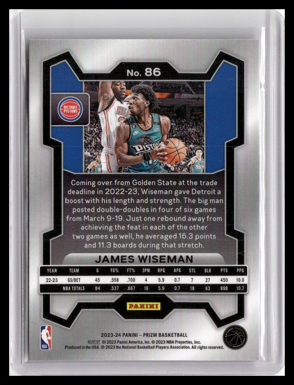 2023-24 Panini Prizm #86 James Wiseman