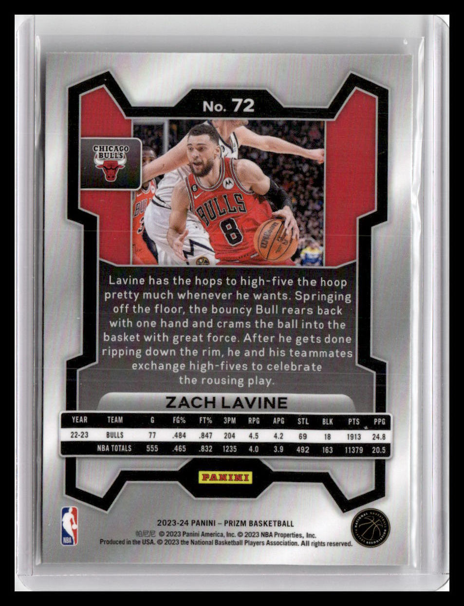 2023-24 Panini Prizm #72 Zach LaVine