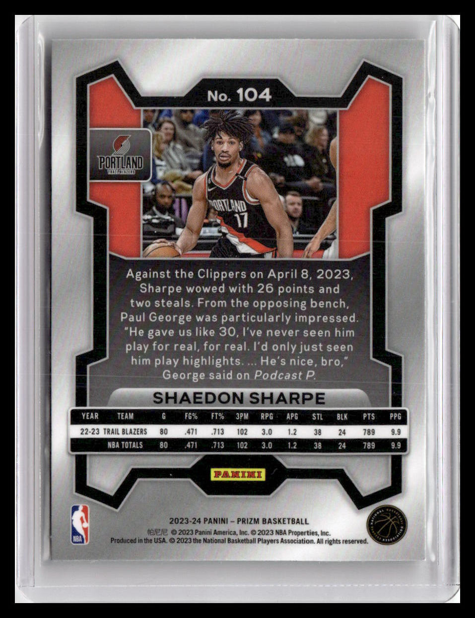 2023-24 Panini Prizm #104 Shaedon Sharpe