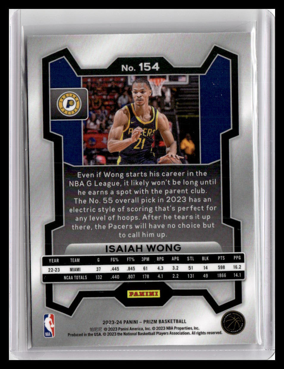 2023-24 Panini Prizm #154 Isaiah Wong