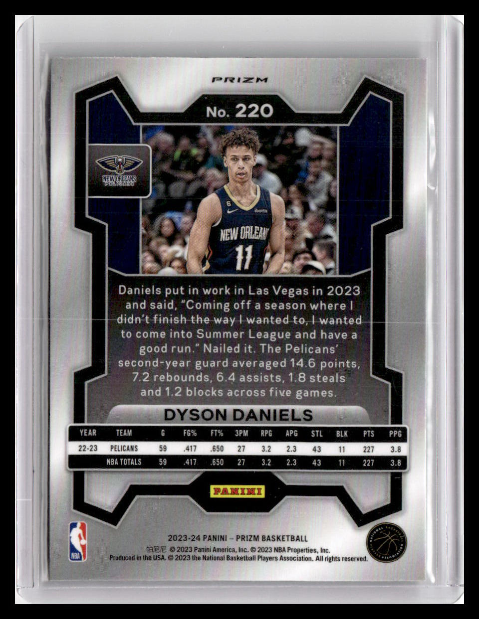 2023-24 Panini Prizm #220 Dyson Daniels Prizms Green