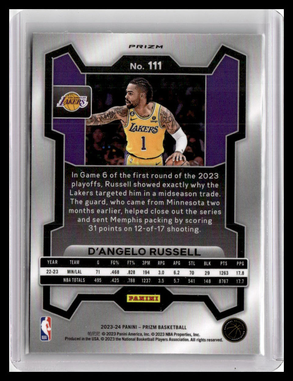 2023-24 Panini Prizm #111 D'Angelo Russell Prizms Green