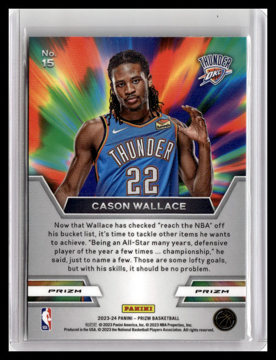 2023-24 Panini Prizm #15 Cason Wallace Instant Impact