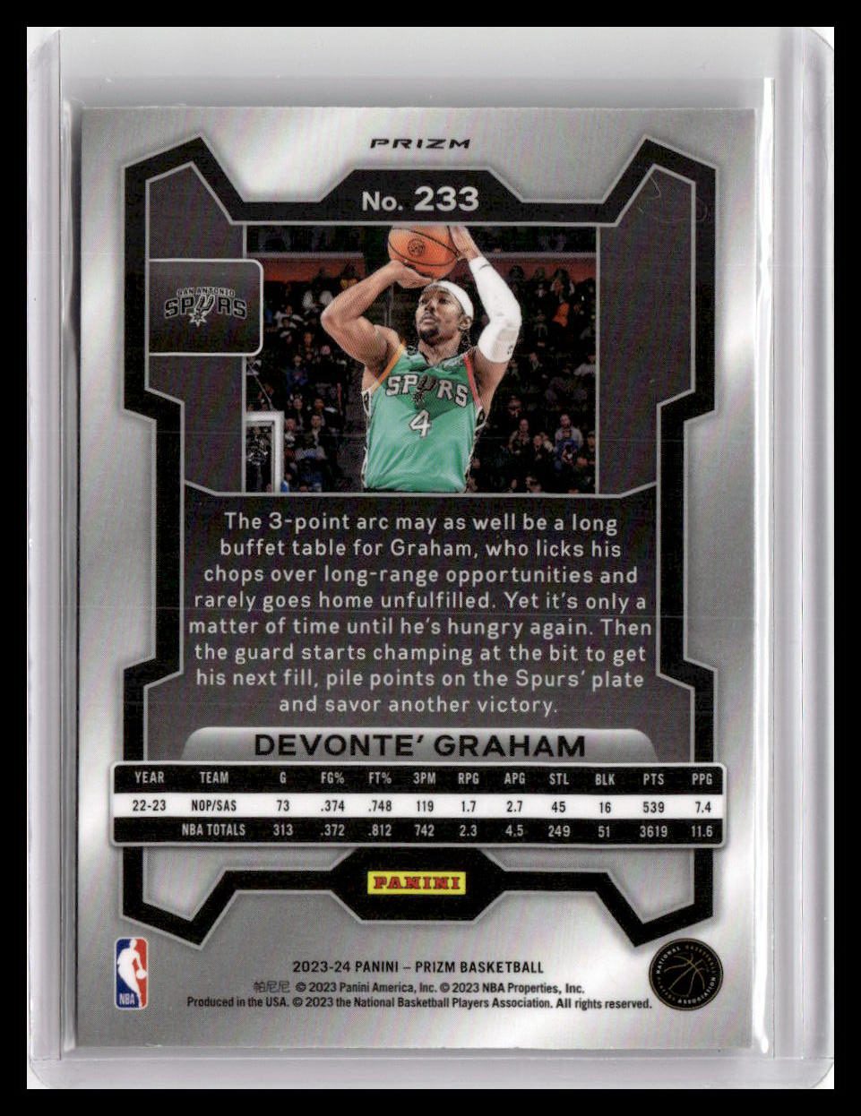 2023-24 Panini Prizm #233 Devonte' Graham Prizms Ice