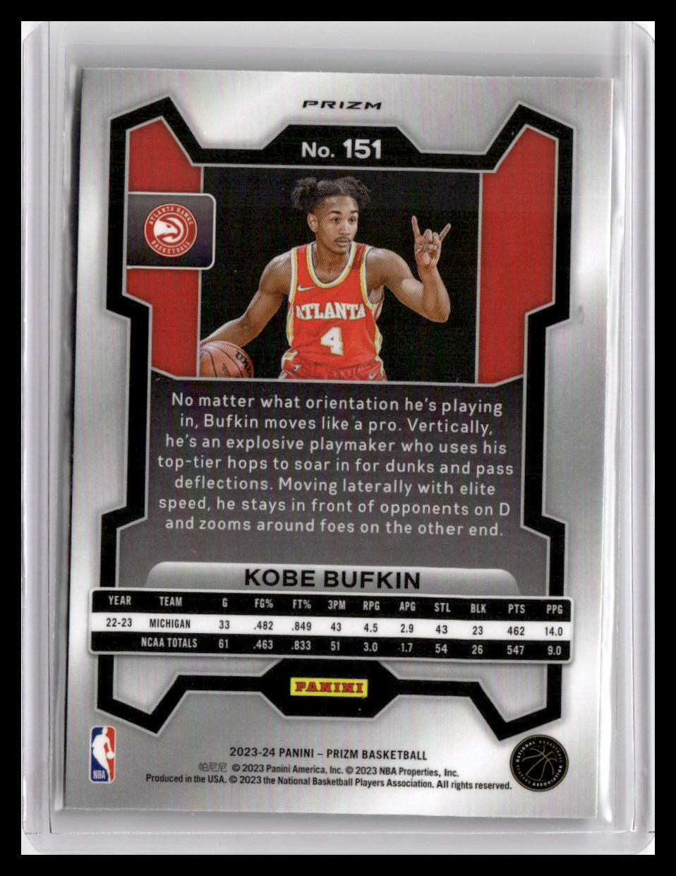 2023-24 Panini Prizm #151 Kobe Bufkin Prizms Green Wave