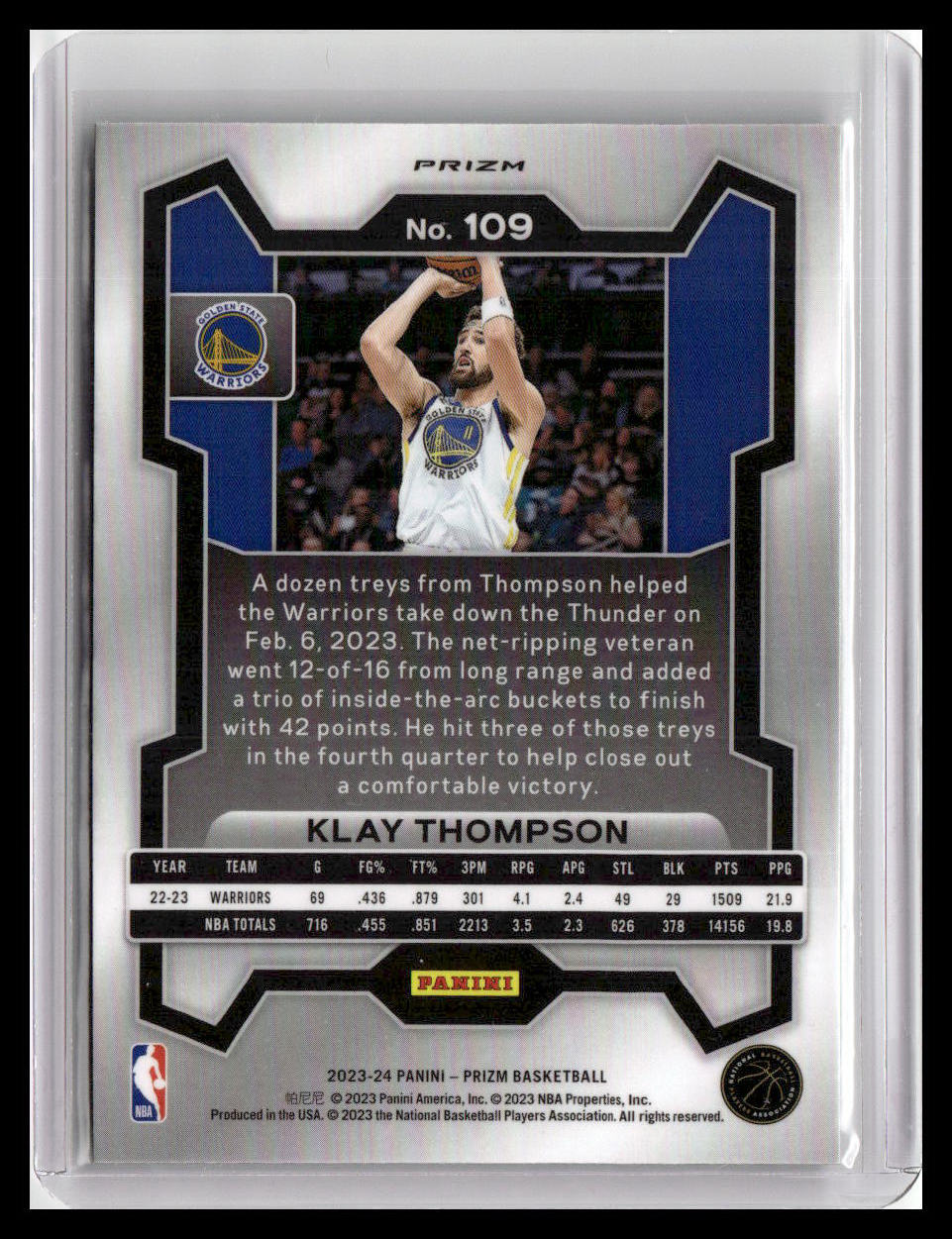 2023-24 Panini Prizm #109 Klay Thompson Prizms Green Wave