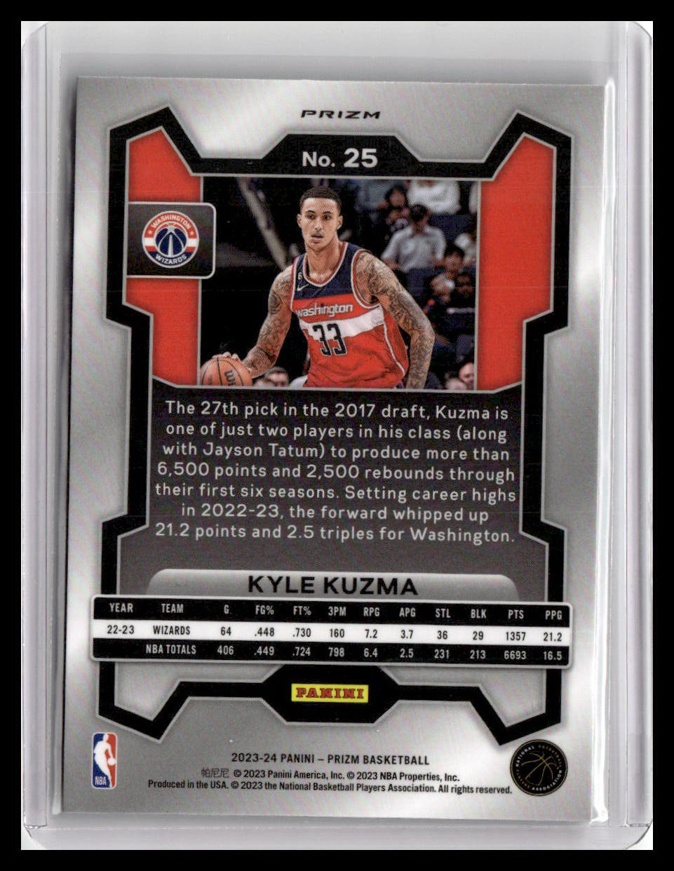 2023-24 Panini Prizm #25 Kyle Kuzma Prizms Green Wave
