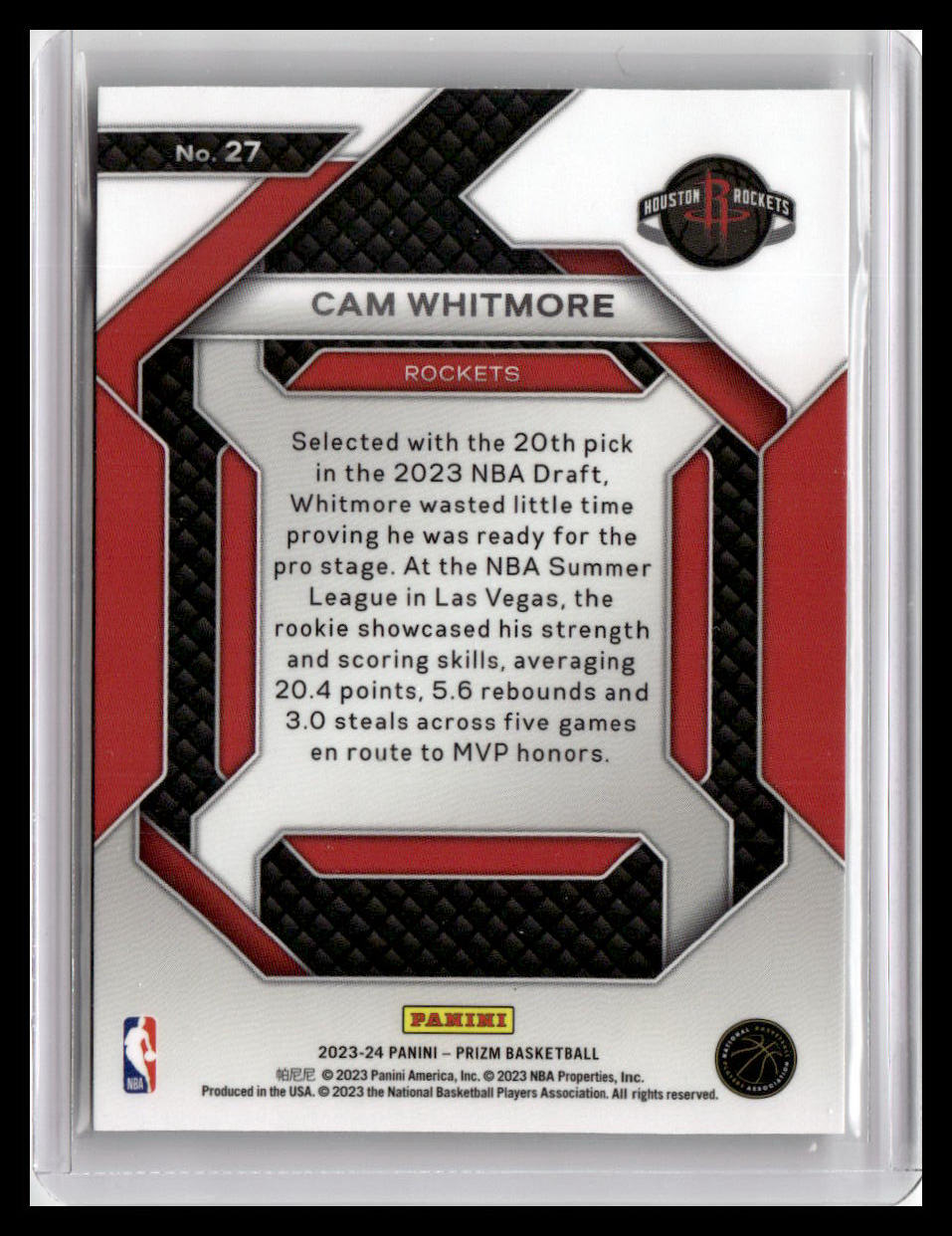 2023-24 Panini Prizm #27 Cam Whitmore Emergent