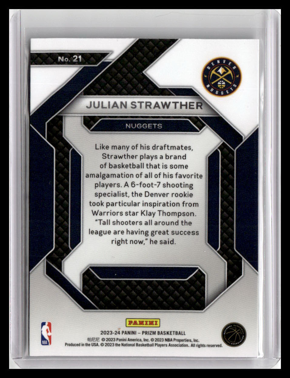 2023-24 Panini Prizm #21 Julian Strawther Emergent