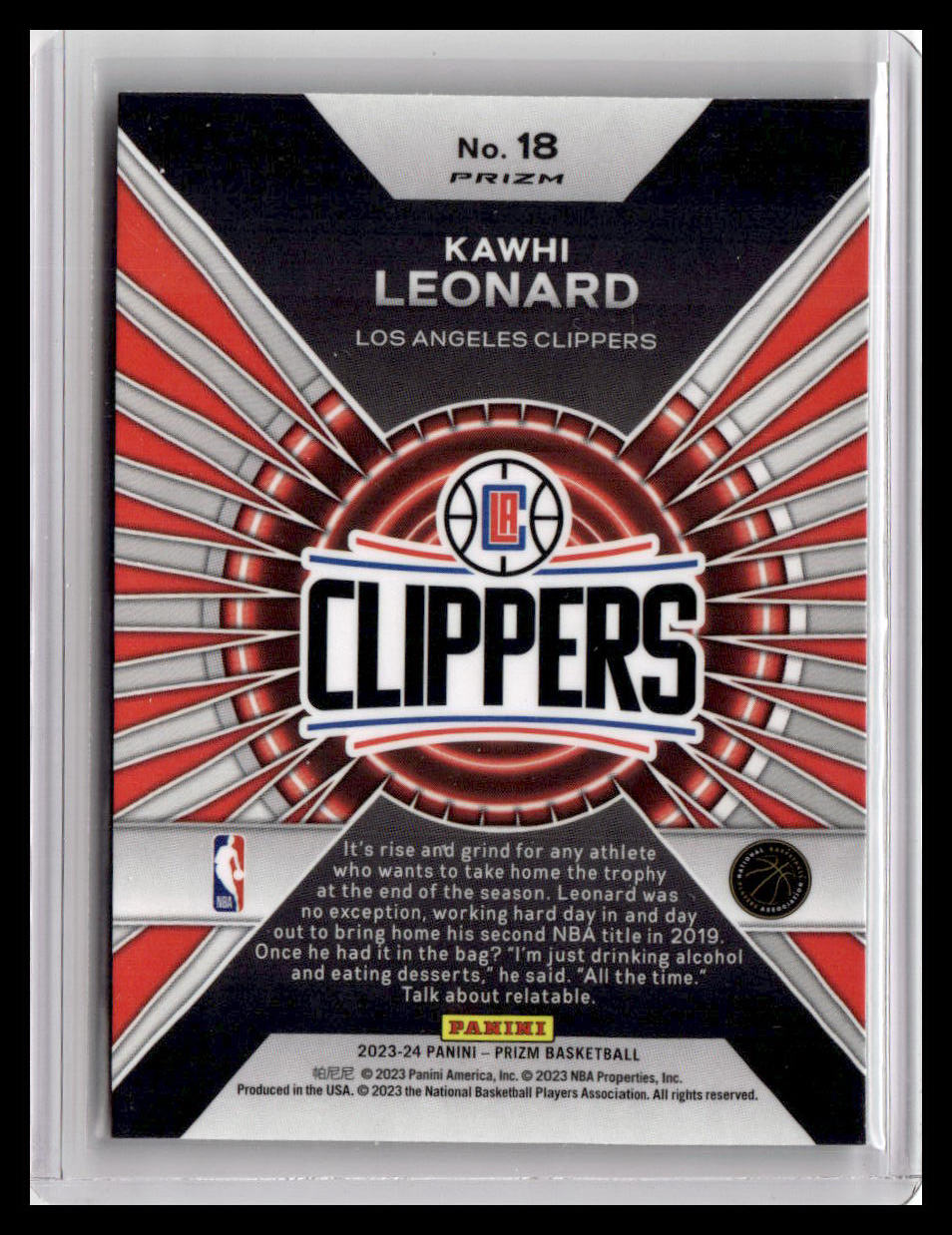 2023-24 Panini Prizm #18 Kawhi Leonard Dominance Prizms Green