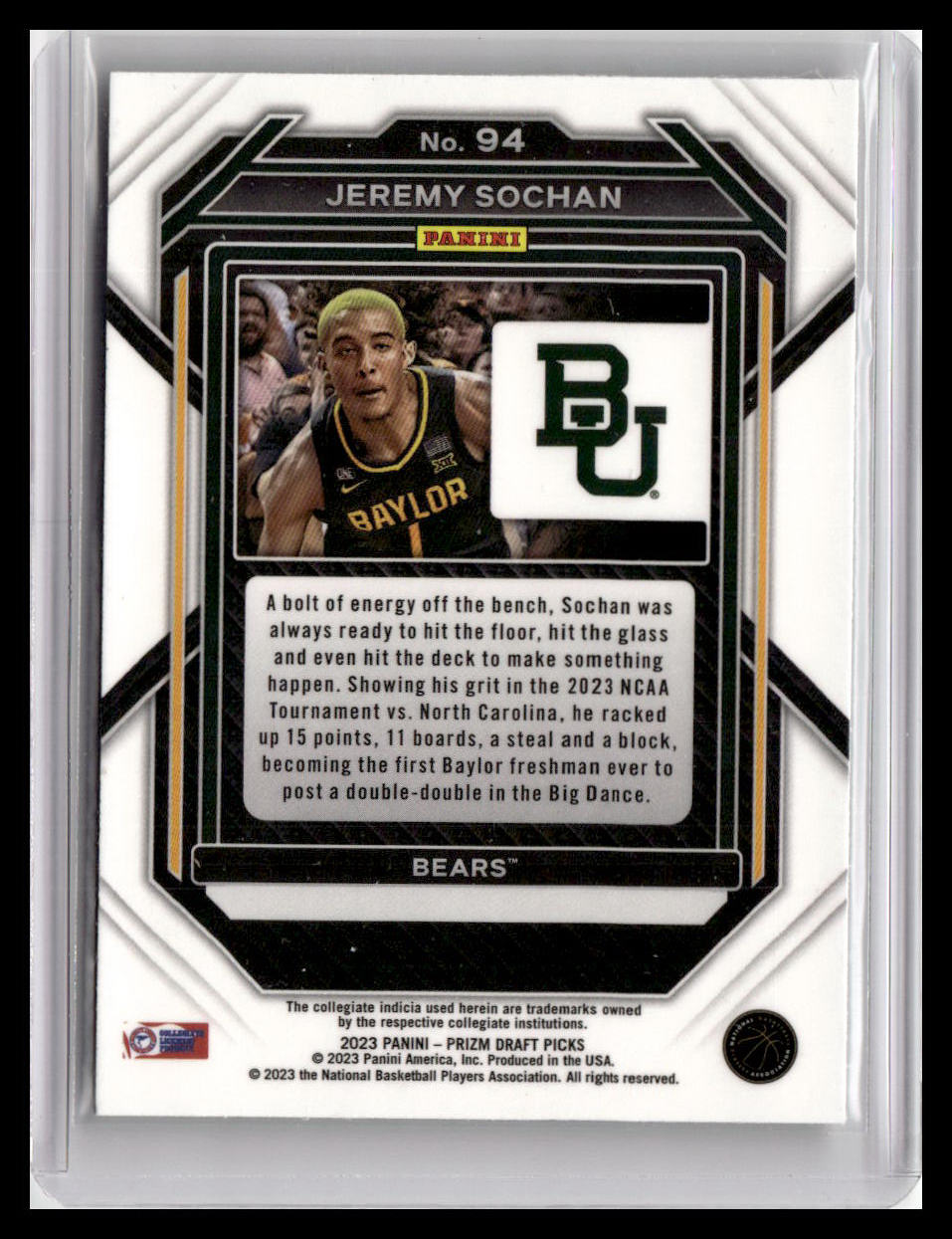 2023 Panini Prizm Draft Picks #94 Jeremy Sochan
