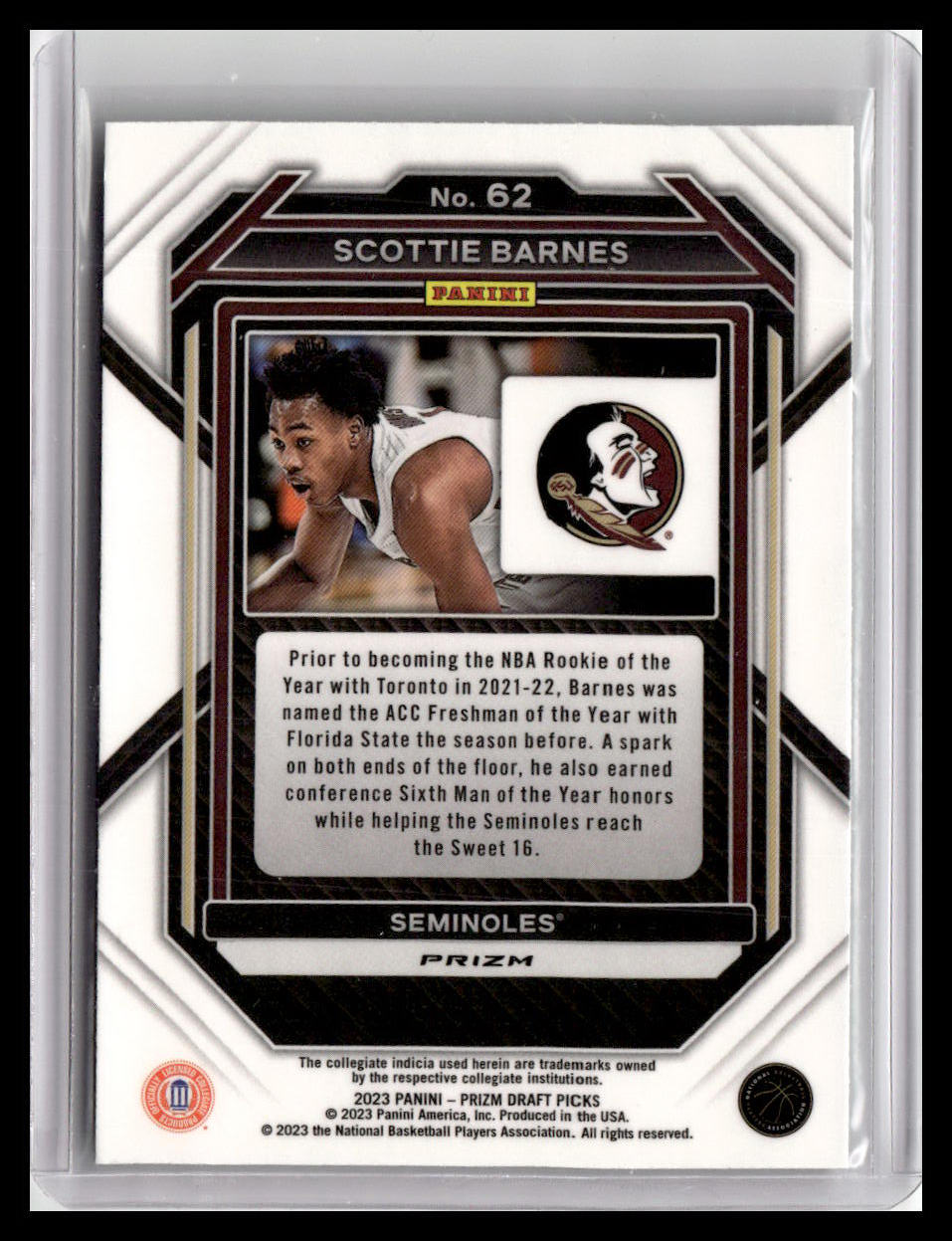 2023 Panini Prizm Draft Picks #62 Scottie Barnes
