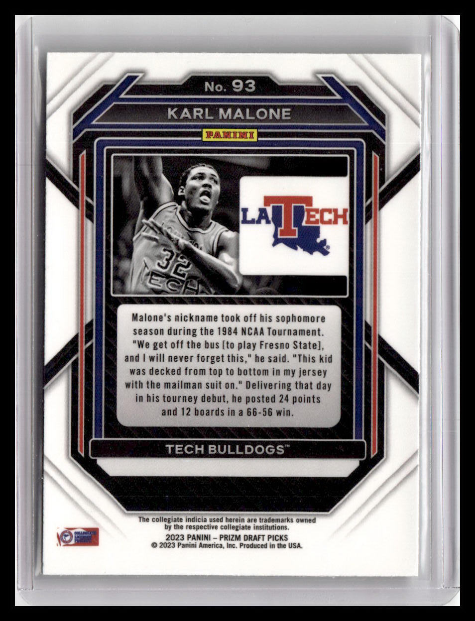 2023 Panini Prizm Draft Picks #93 Karl Malone Black & White