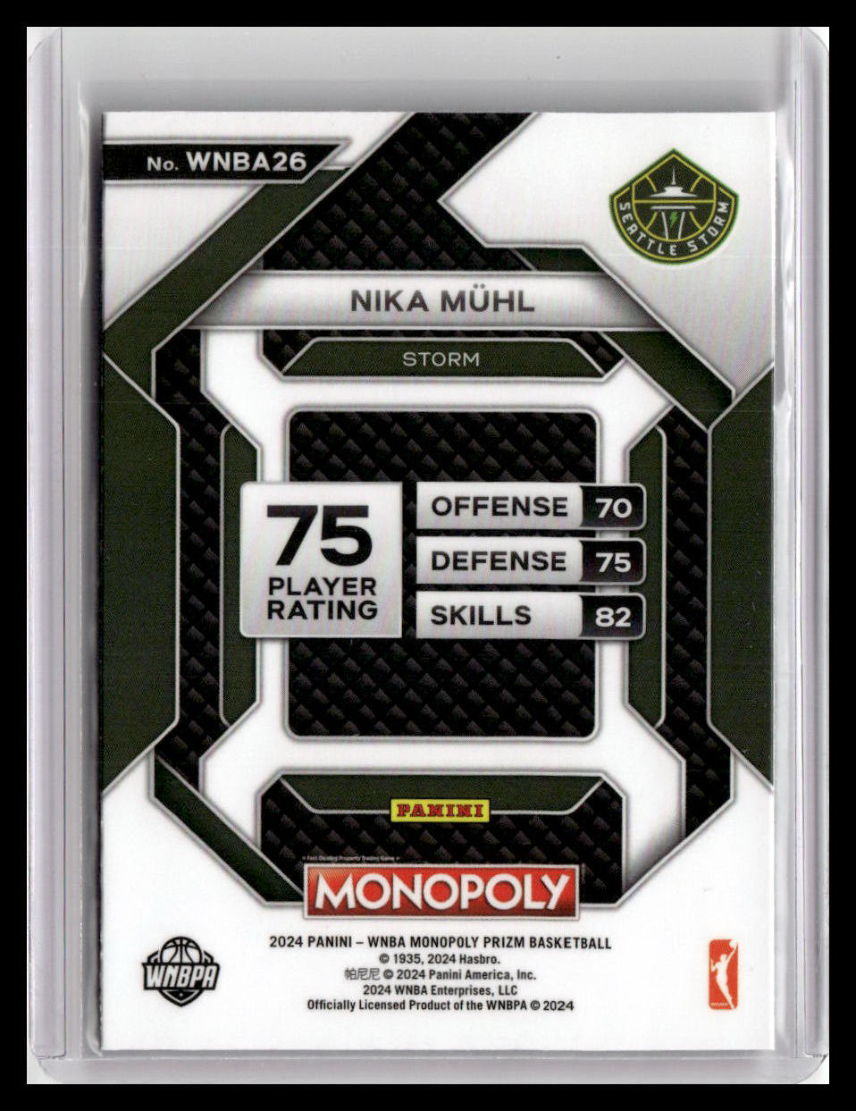 2024 Panini Prizm Monopoly WNBA #WNBA26 Nika Muhl All-Star