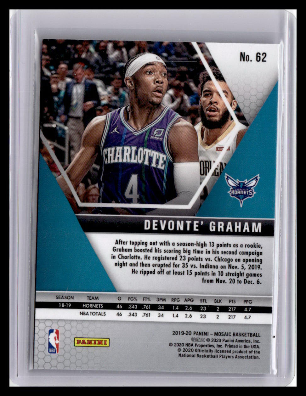 2019-20 Panini Mosaic #62 Devonte' Graham