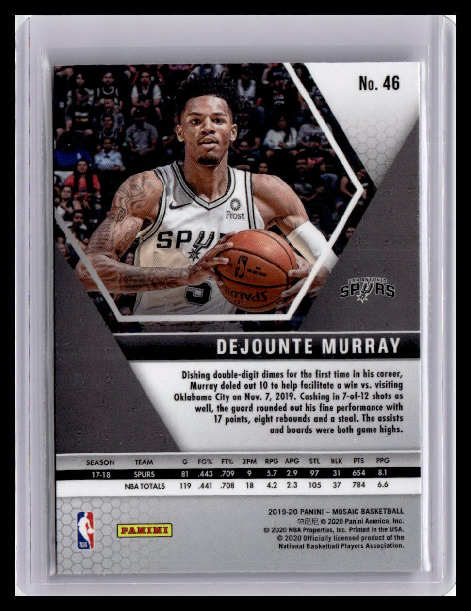2019-20 Panini Mosaic #46 Dejounte Murray