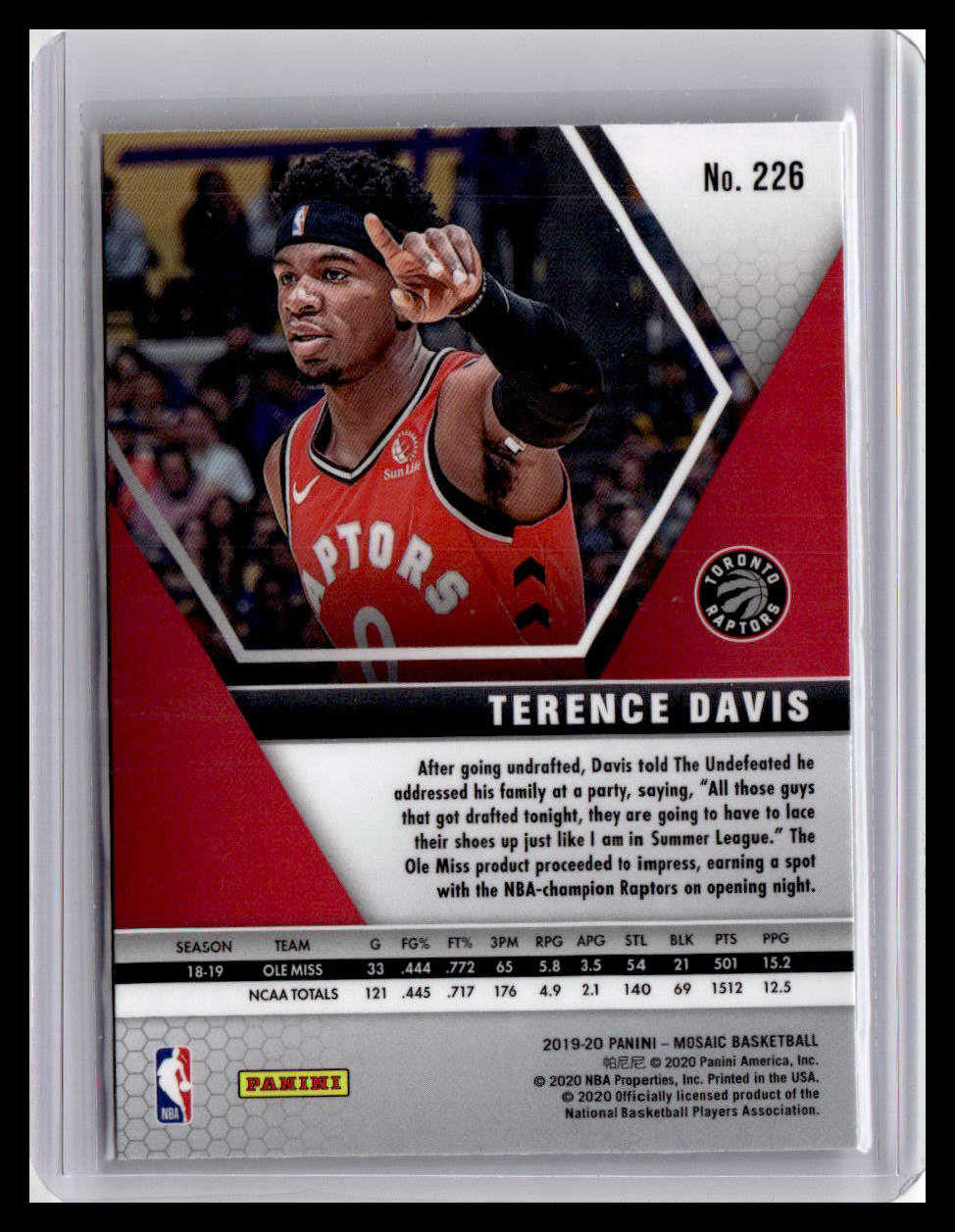 2019-20 Panini Mosaic #226 Terence Davis