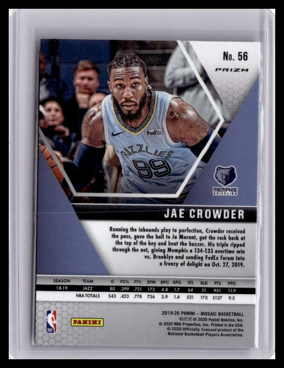 2019-20 Panini Mosaic #56 Jae Crowder Reactive Orange