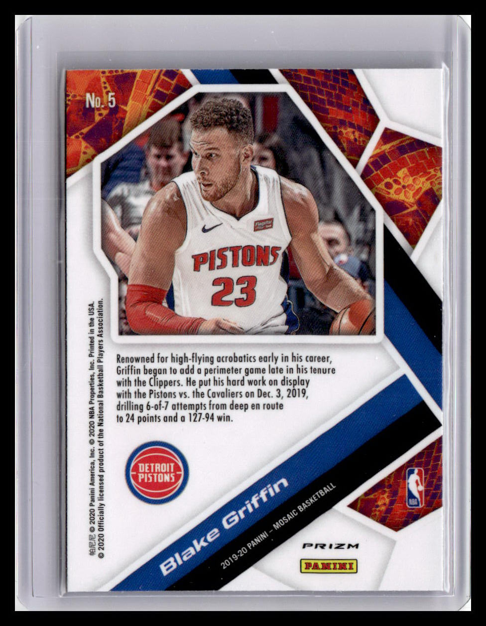 2019-20 Panini Mosaic #5 Blake Griffin Will to Win Mosaic Green