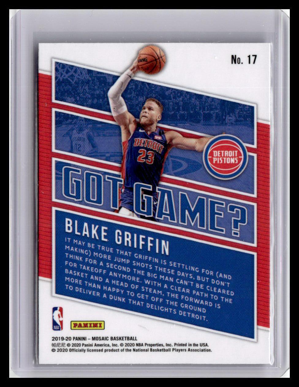 2019-20 Panini Mosaic #17 Blake Griffin Got Game?