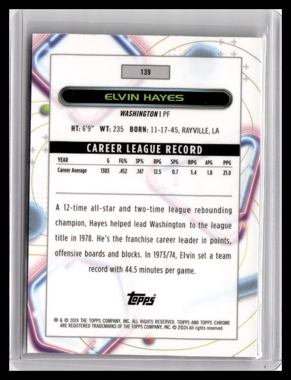 2023-24 Topps Chrome Cosmic #139 Elvin Hayes