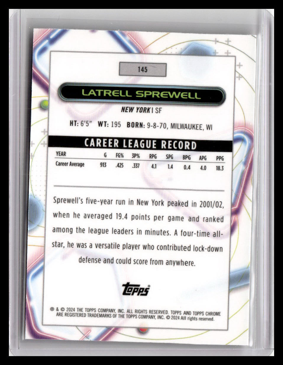 2023-24 Topps Chrome Cosmic #145 Latrell Sprewell