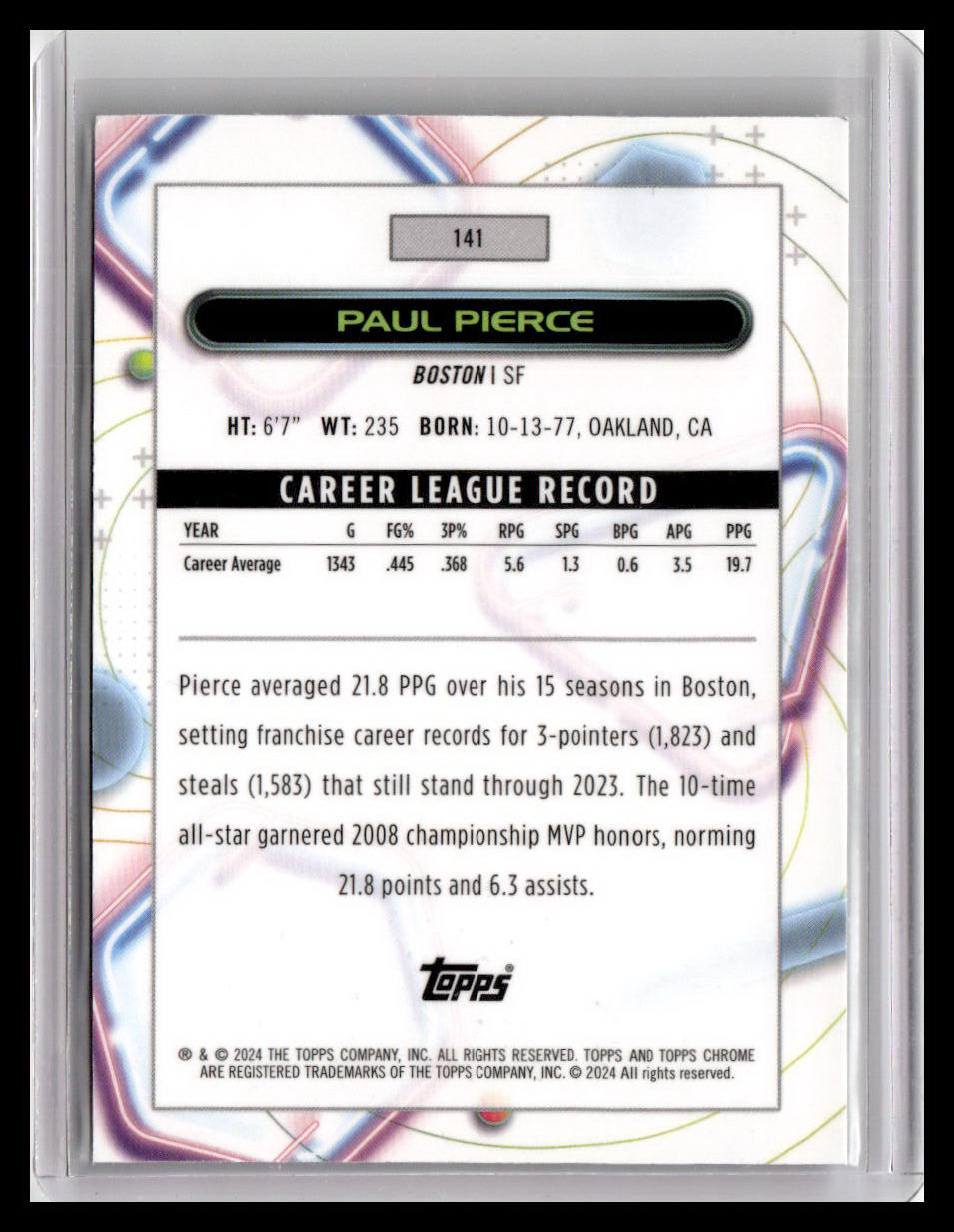 2023-24 Topps Chrome Cosmic #141 Paul Pierce