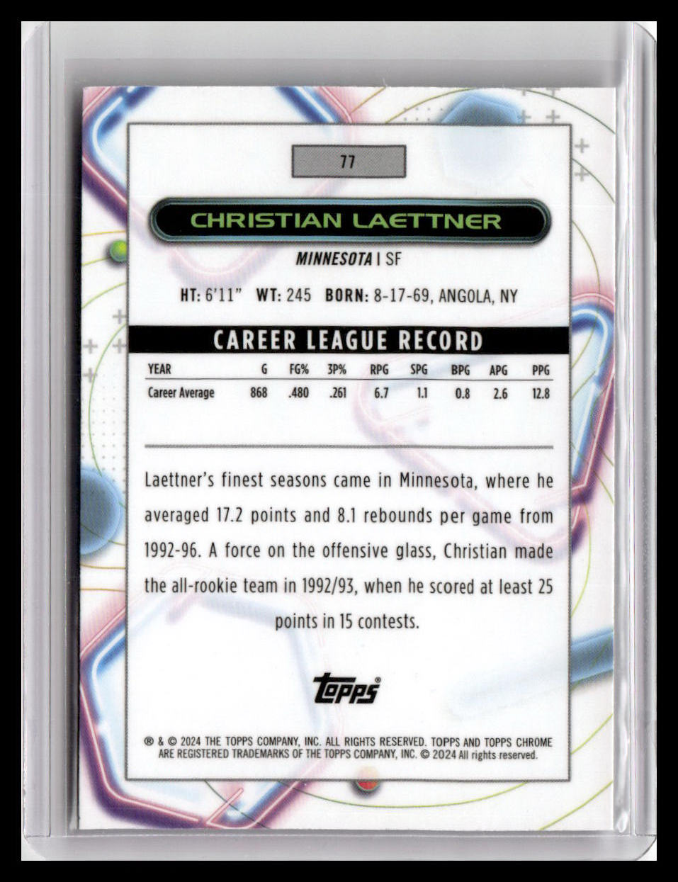 2023-24 Topps Chrome Cosmic #77 Christian Laettner