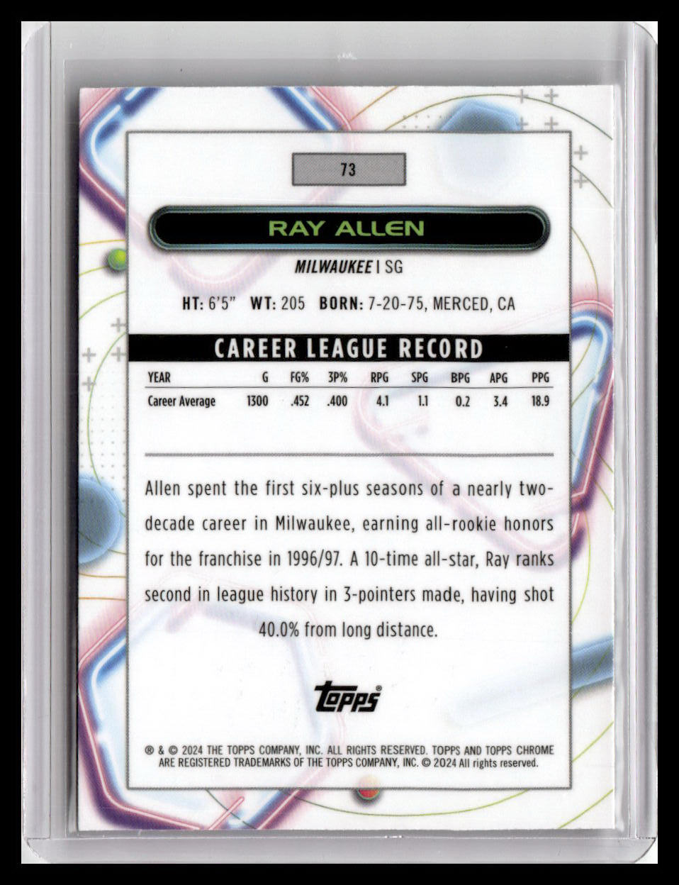 2023-24 Topps Chrome Cosmic #73 Ray Allen