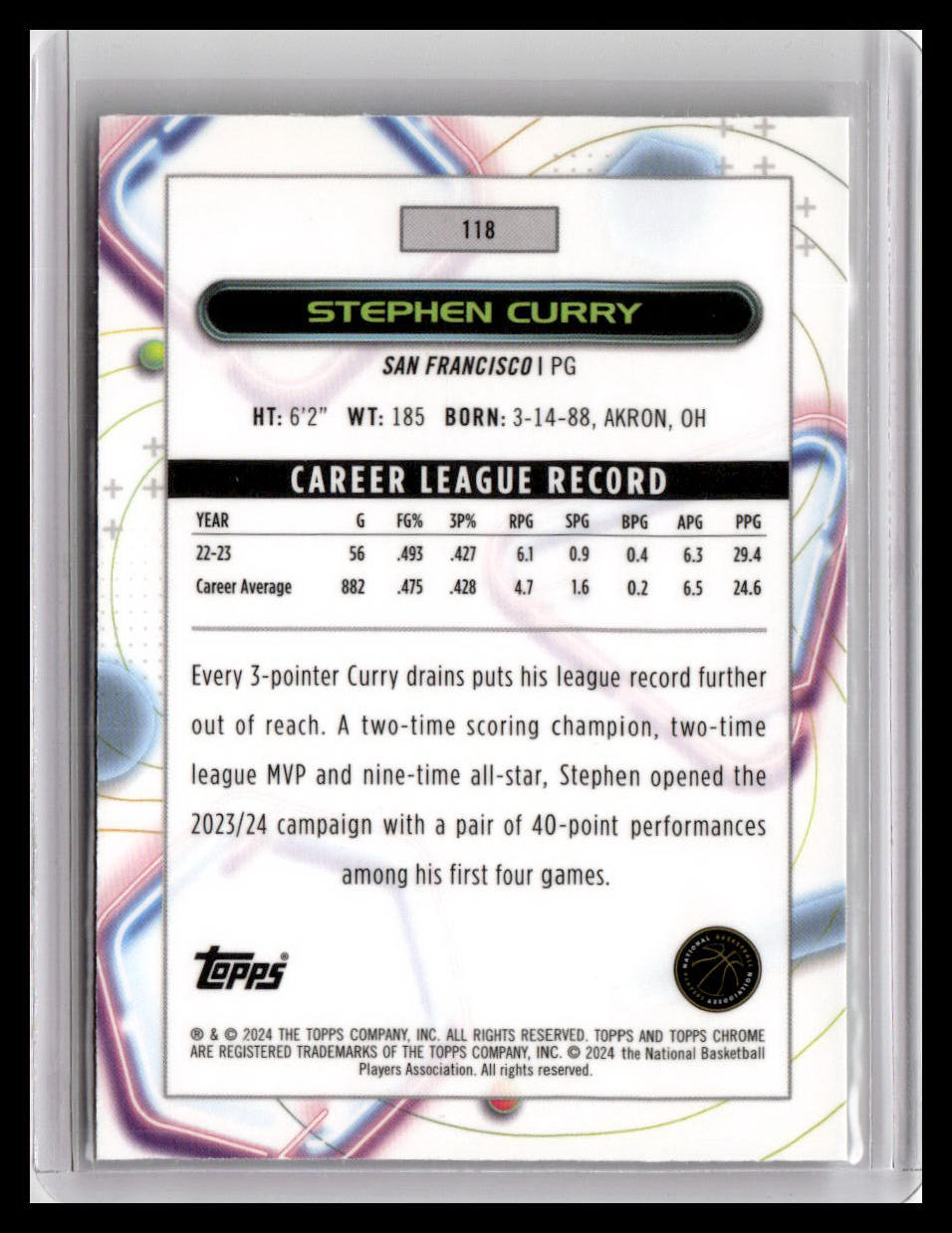 2023-24 Topps Chrome Cosmic #118 Stephen Curry