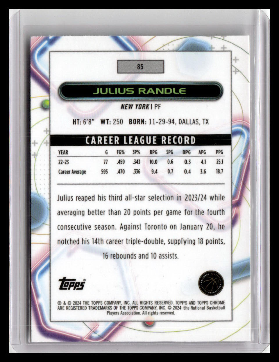 2023-24 Topps Chrome Cosmic #85 Julius Randle